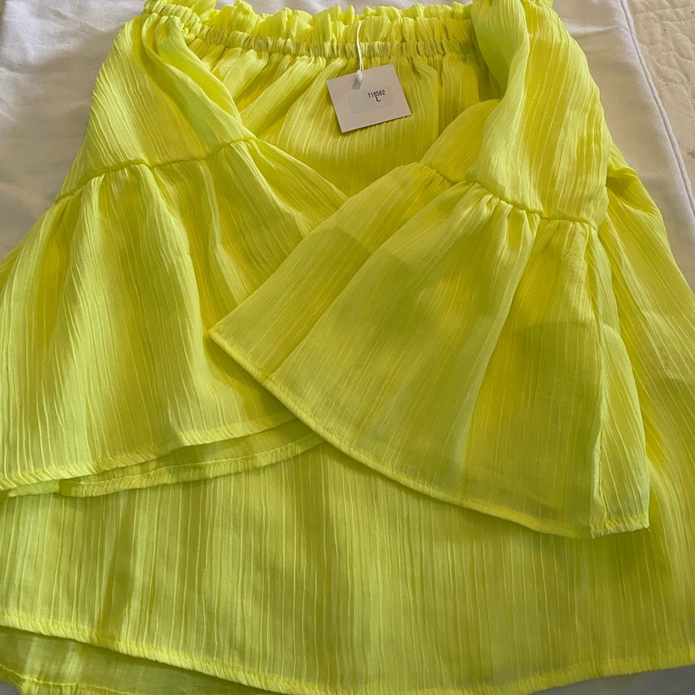 Yellow Angela Fashion Off the Shoulder Flow Shirt.